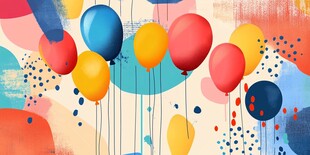 彩色气球的梦幻插画世界