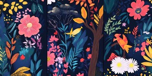 梦幻花卉森林插画艺术