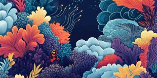 梦幻海底植物景观插画