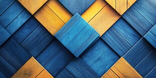 蓝黄交错的几何木板纹理