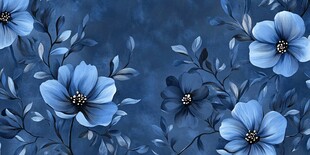 蓝色花卉图案背景设计