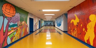 多彩校园走廊艺术壁画