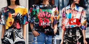 个性印花上衣时尚穿搭展示