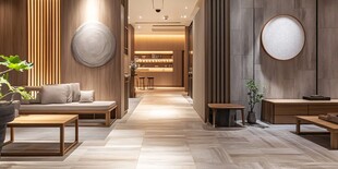 现代禅意风格的室内走廊空间