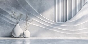 简约白瓷花瓶室内艺术场景