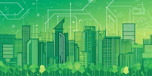 绿色科技风的现代都市景观