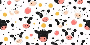 可爱奶牛波点无缝图案