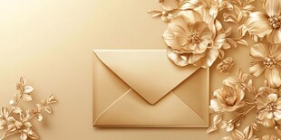 金色花卉信封优雅背景图