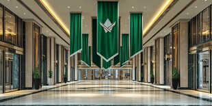 豪华大厅绿色装饰气派非凡