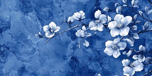 蓝调玉兰花枝背景图