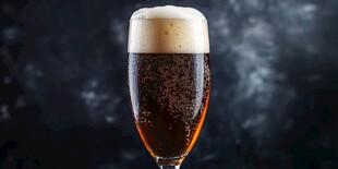 深色泡沫啤酒特写