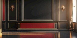 奢华黑金红配色室内空间