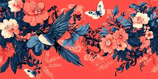 花鸟蝶绘就中式浪漫图景