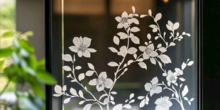 窗上精美花卉玻璃贴纸