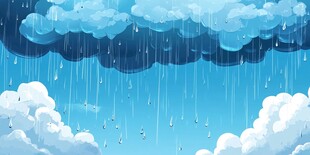 雨中梦幻天空插画