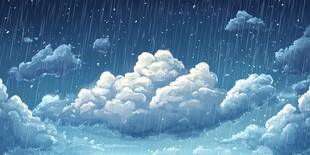 雨中云朵梦幻场景