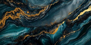 蓝金流动纹理抽象艺术图