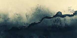 水墨山水间的朦胧意境