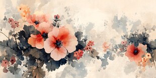 水墨花卉绘就诗意画卷