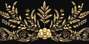 金色花卉麦穗华丽装饰图案