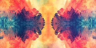 梦幻对称水彩抽象艺术图案