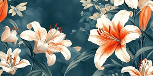 优雅绽放的橙色百合花