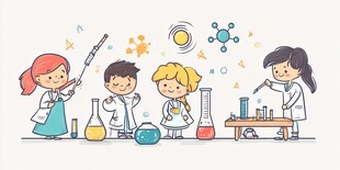 儿童欢乐进行科学实验