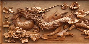木雕祥龙花卉精美工艺