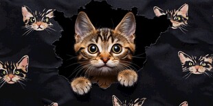 小猫破洞而出超可爱