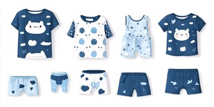 可爱风宝宝蓝白系服装套装