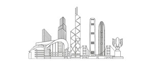 香港地标建筑线条图