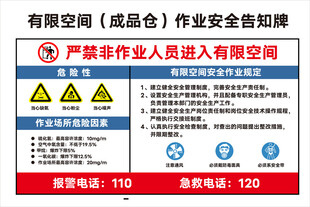 成品仓有限空间告知牌
