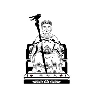 黑老太神像黑白插画