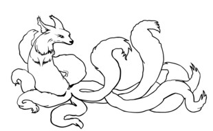 九尾狐线描图案