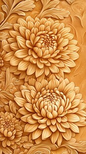 立体菊花木雕装饰图案