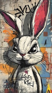 涂鸦风兔子的个性艺术形象