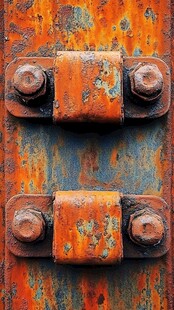 生锈的金属螺栓与扣件