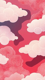 梦幻红云背景图案设计