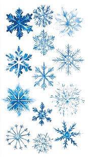 蓝色精美雪花图案集合