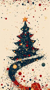 抽象艺术风圣诞树插画