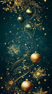 梦幻圣诞金色装饰背景图