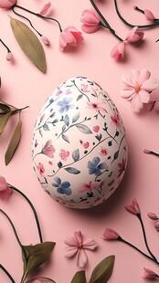 手绘花卉彩蛋 春日浪漫氛围
