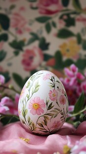 手绘花卉彩蛋 浪漫春日氛围