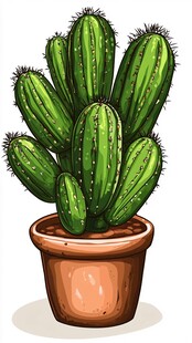 盆栽仙人掌插画