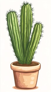 卡通风格盆栽仙人掌插画