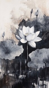 水墨荷花图