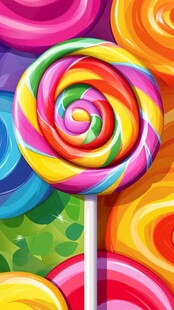缤纷多彩的美味螺旋棒棒糖