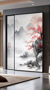 中式山水屏风装饰画