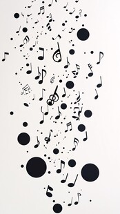 黑白音符洒落抽象图案