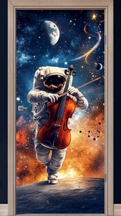 太空中拉琴的宇航员